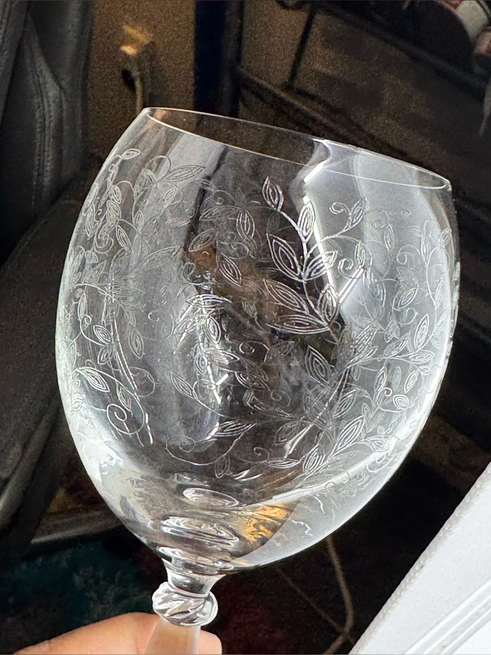 Pier 1  Eliza Etched Wine Glasses Set Of 4